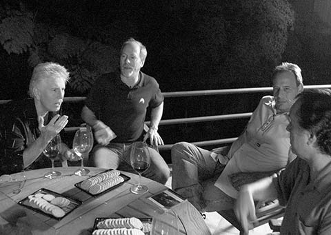 Dinner guests outside