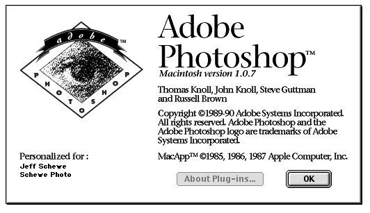 Photoshop 1.07 splash screen